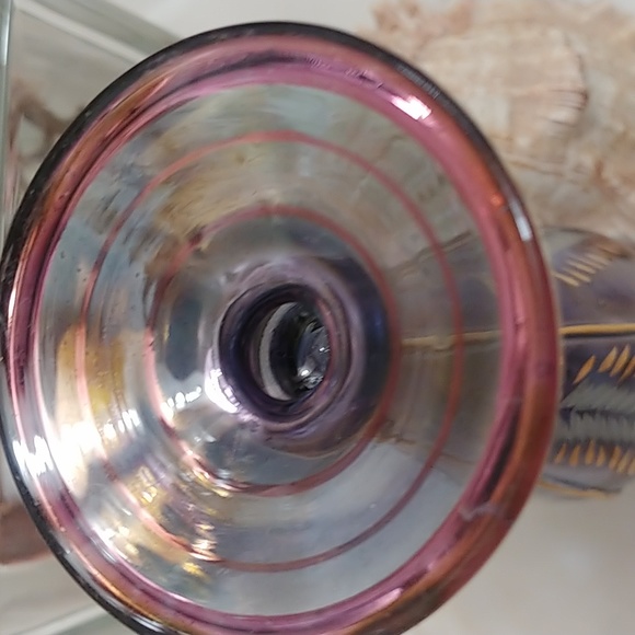 Vintage Blue Gold Glass Medium Egyptian Perfume Bottle - Picture 9 of 9